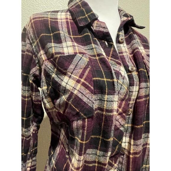 Natural Reflections Women Burgundy Plaid Button Down Shirt - Size S - Picture 7 of 7